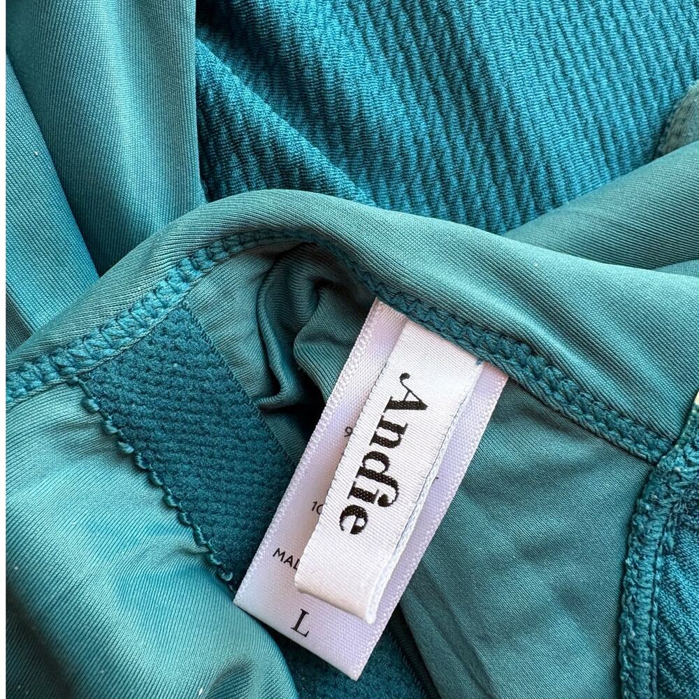 Andie Ibiza Textured Minimalist One Piece Swimsuit - Azure (Ocean Blue) size L - Picture 2 of 12